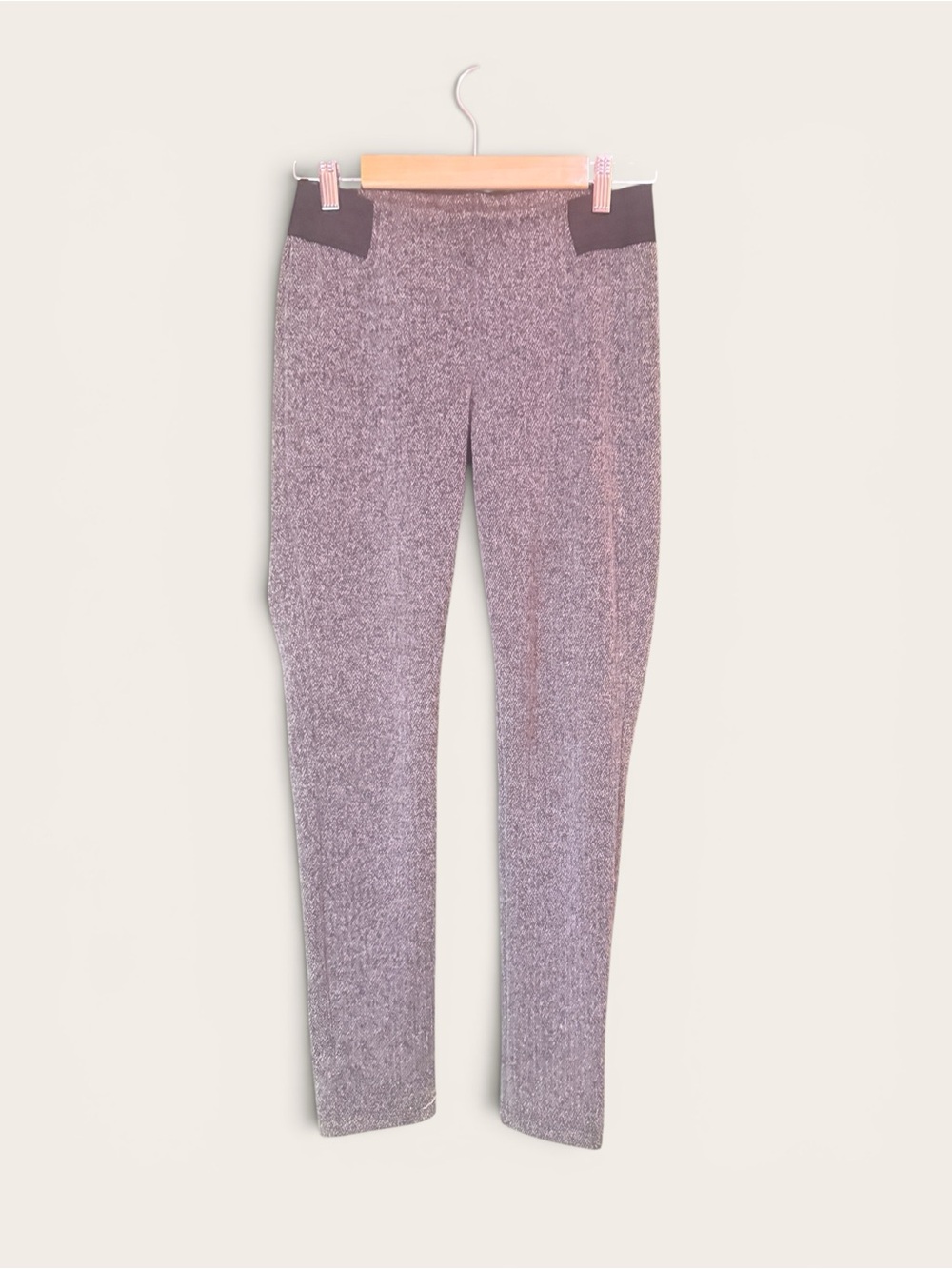 Chaps Gray Ponte Leggings with Black Waistband